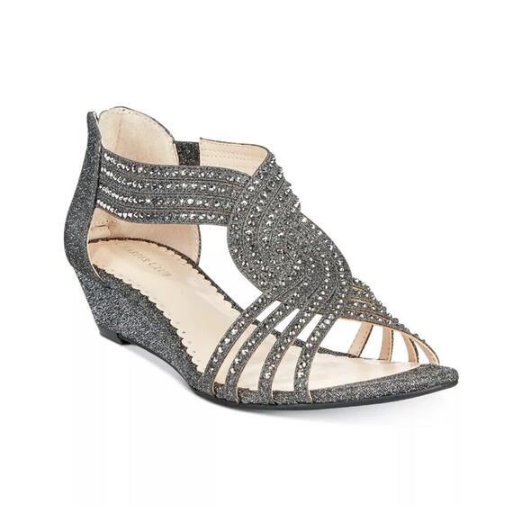 Charter Club Women's Ginifur Wedge Strappy Dress Sandals, Pewter Size 5.5M - Picture 1 of 3